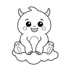 Vector illustration of a cute Monster drawing for kids colouring activity