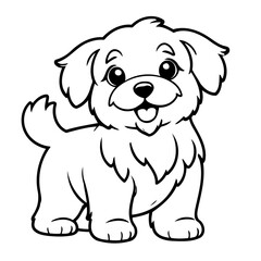 Vector illustration of a cute Havanese doodle for toddlers coloring activity
