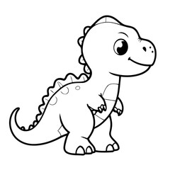 Cute vector illustration Dinosaur drawing for kids colouring activity