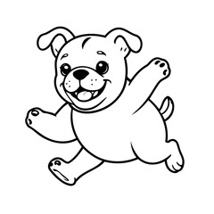 Simple vector illustration of Bulldog hand drawn for kids page