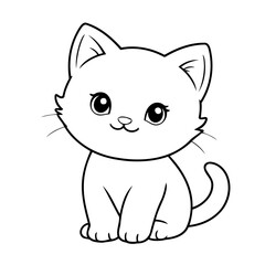 Cute vector illustration kitten drawing for kids page