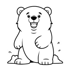 Cute vector illustration Polarbear for kids colouring worksheet