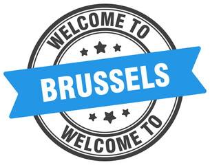 Fototapeta premium Welcome to Brussels stamp. Brussels round sign