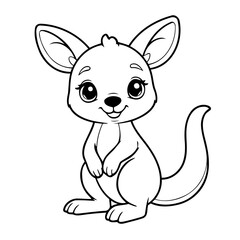 Cute vector illustration kangaroo drawing for kids page