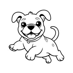 Cute vector illustration Bulldog drawing for toddlers colouring page