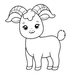 Cute vector illustration Goat doodle for kids colouring page