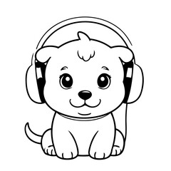 Cute vector illustration Puppy hand drawn for kids coloring page