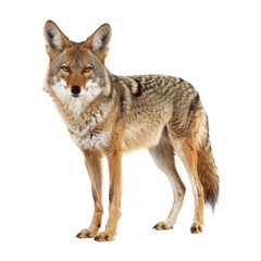 Obraz premium A coyote standing confidently in front of a Png background, a coyote isolated on transparent background
