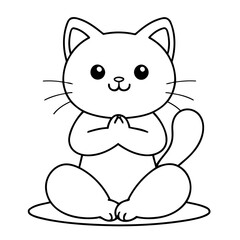 Cute vector illustration Cat drawing for kids colouring activity