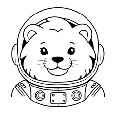 Vector illustration of a cute Lion drawing colouring activity