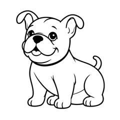Cute vector illustration Bulldog hand drawn for kids coloring page