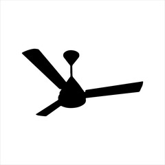 Black ceiling fan silhouette isolated on white background. Ceiling fan icon vector illustration.