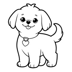 Cute vector illustration Maltese for kids coloring activity page