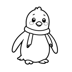 Cute vector illustration Penguin hand drawn for kids coloring page