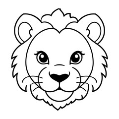 Simple vector illustration of Lion drawing for kids colouring page