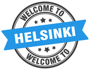 Welcome to Helsinki stamp. Helsinki round sign