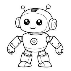 Cute vector illustration Robot drawing for kids page