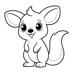 Vector illustration of a cute kangaroo drawing for toddlers colouring page