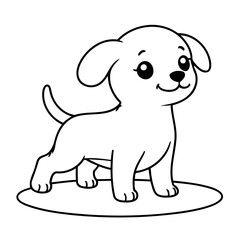 Simple vector illustration of Puppy drawing for toddlers colouring page
