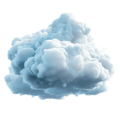 A cumulus cloud with fluffy texture stands out against a plain Png background, a cumulus and fluffy cloud isolated on transparent background