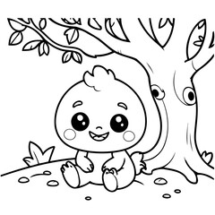 Cute vector illustration Monster doodle colouring activity for kids