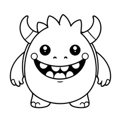 Vector illustration of a cute Monster drawing for kids page
