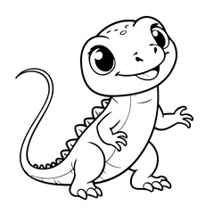 Simple vector illustration of Lizard for children colouring activity