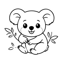 Simple vector illustration of Koala outline for colouring page