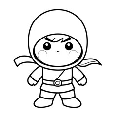 Cute vector illustration Ninja drawing for kids page