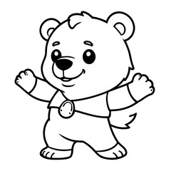 Vector illustration of a cute Bear drawing for colouring page