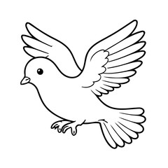 Cute vector illustration Dove doodle black and white for kids page