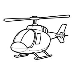 Vector illustration of a cute helicopter drawing for colouring page