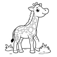 Vector illustration of a cute giraffe doodle for children worksheet
