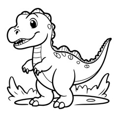 Vector illustration of a cute Dino doodle for kids coloring worksheet