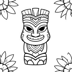 Cute vector illustration Tikiidol drawing for colouring page