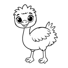 Cute vector illustration ostrich for kids colouring worksheet