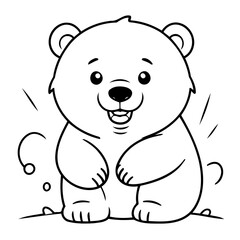 Cute vector illustration Polarbear drawing for children page
