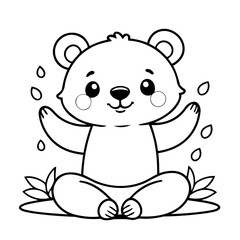 Cute vector illustration Bear drawing for toddlers coloring activity
