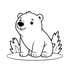 Vector illustration of a cute polarbear drawing for toddlers colouring page