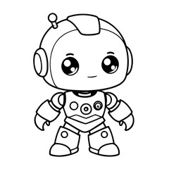 Vector illustration of a cute Robot doodle colouring activity for kids
