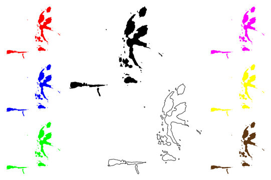 North Maluku (Subdivisions of Indonesia, Provinces of Indonesia) map vector illustration, scribble sketch Maluku Utara map