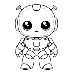 Vector illustration of a cute Robot drawing for toddlers colouring page