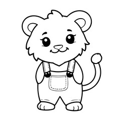 Simple vector illustration of Lion drawing for toddlers colouring page