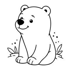Cute vector illustration Polarbear for kids colouring worksheet
