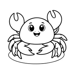Vector illustration of a cute Crab drawing for toddlers coloring activity