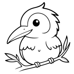 Cute vector illustration Kingfisher hand drawn for kids coloring page