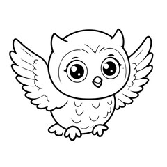 Vector illustration of a cute Owl drawing for colouring page