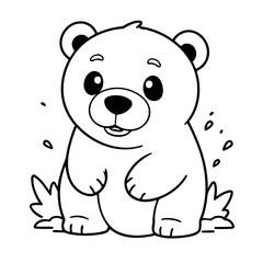 Cute vector illustration Polarbear drawing for kids colouring activity