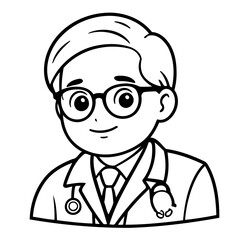 Fototapeta premium Cute vector illustration Doctor drawing for colouring page