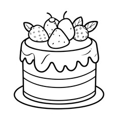 Vector illustration of a cute Cake drawing for toddlers coloring activity